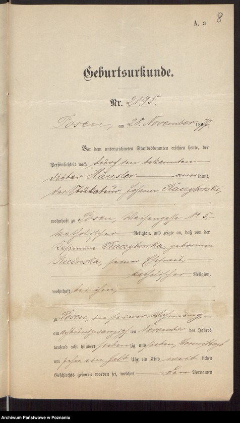 Obraz 10 z jednostki "Die von den Verlobten beigebrachten Urkunden zur Eheschliessung pro 1898"