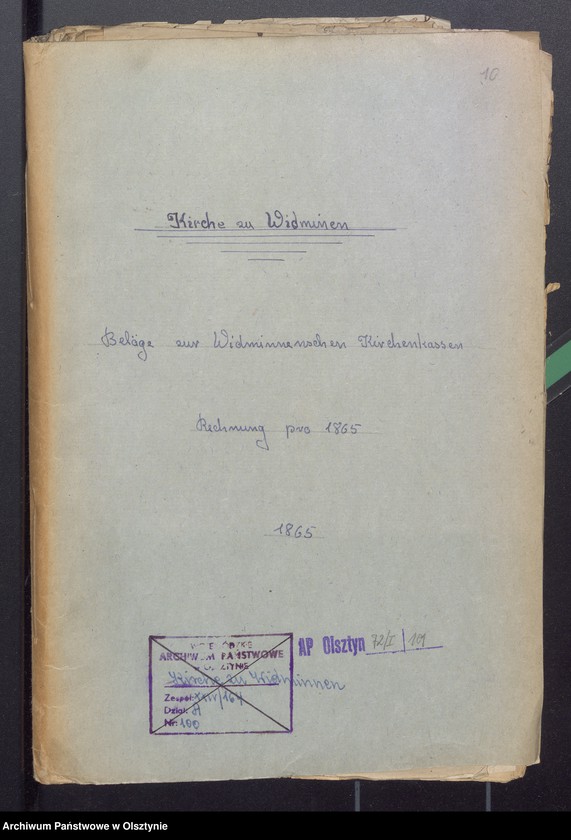 image.from.unit.number "Beläge zur Widminnenschen Kirchen Kassen Rechnung pro 1865"