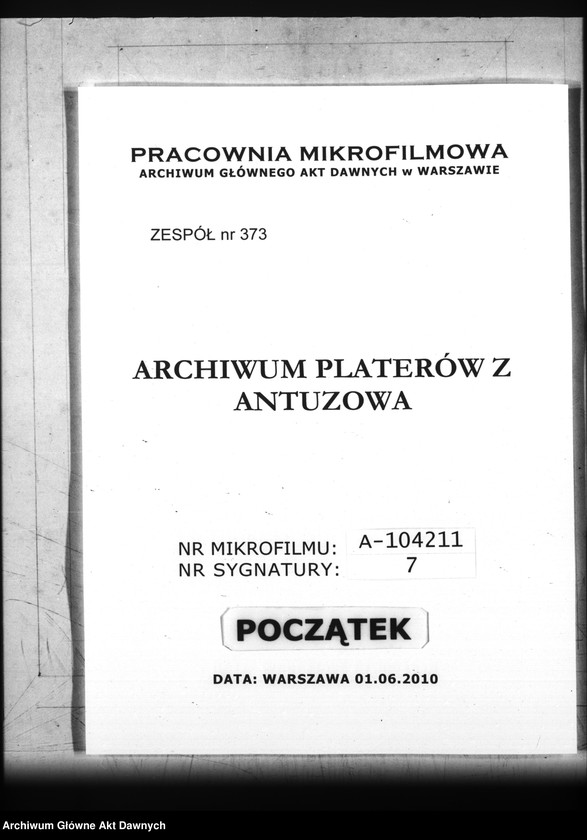 Obraz 1 z jednostki "Akta dotyczące tytułów prawnych. Anteriora: Dusiały, Antuzów, Grawenburg."