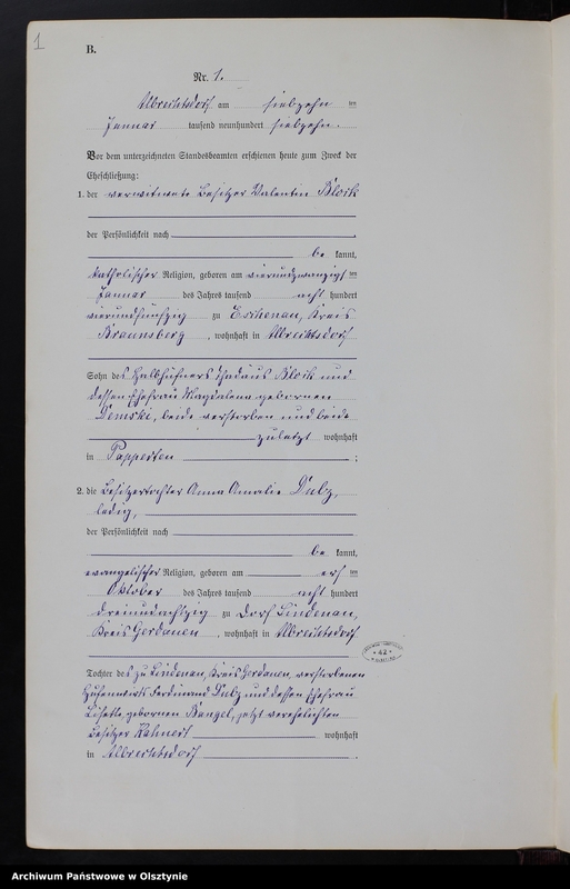 image.from.unit.number "Heiraths-Neben-Register Nr 1 - 9 [ Księga małżeństw - wtóropis ]"