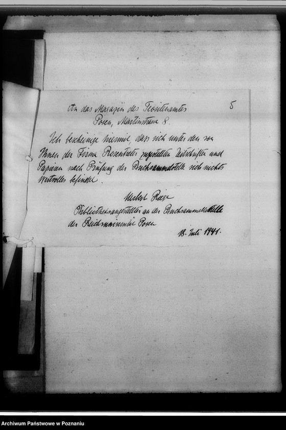 Obraz 9 z jednostki "[Przekazanie Instytutowi Historii Sztuki przy Reichsuniversität w Poznaniu księgozbioru z zakresu historii sztuki]"