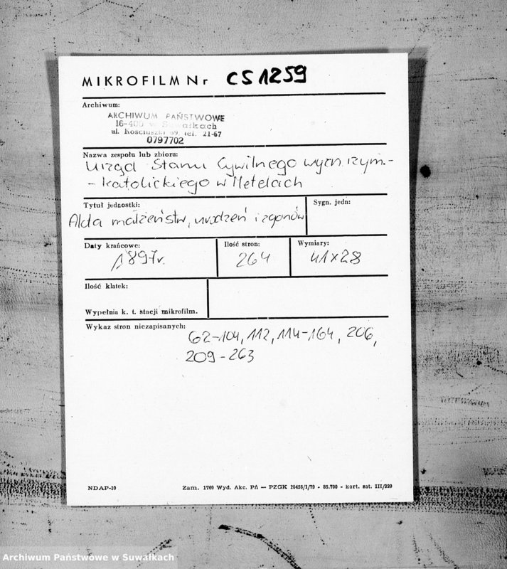 Obraz 2 z jednostki "Duplikat aktov graždanskago sostojanija Metel