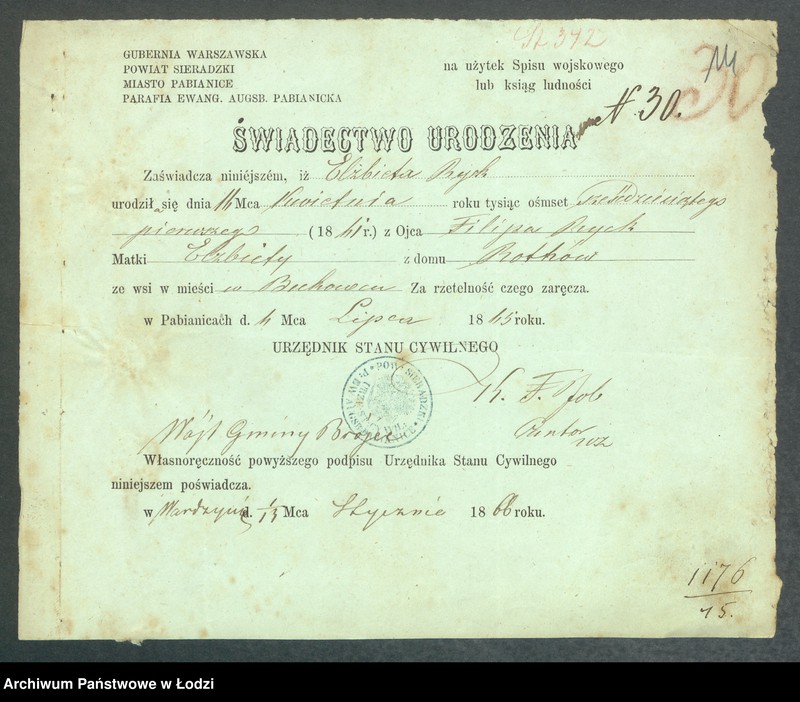 Obraz 16 z jednostki "Dowody metrykalne stałych mieszkańców m. Łodzi nr domu 1176-1178"