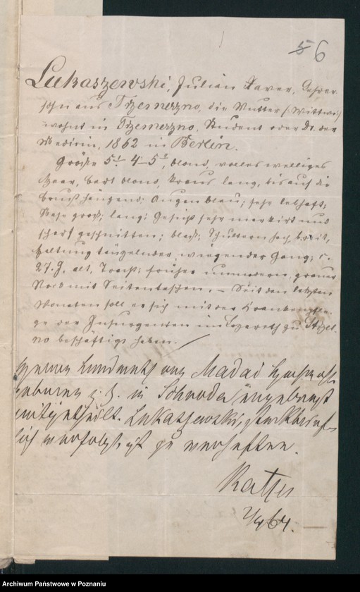 Obraz 9 z jednostki "Signalements pp. /imienne spisy powstańców 1863/4 dla landrata von Madaia/."