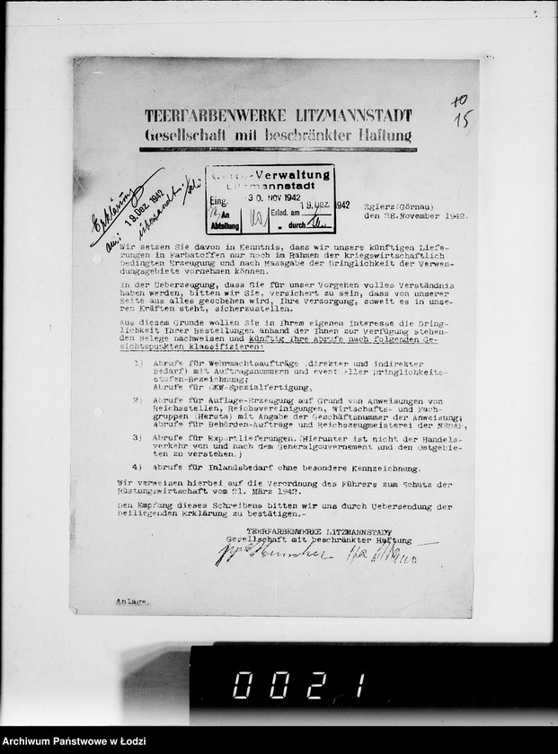 Obraz 19 z jednostki "[Korespondencja firm niemieckich oferujących dostawę środków chemicznych, farb, maszyn wiertniczych, tokarek i innych urządzeń oraz wapna dla zakładów produkcyjnych w Getcie].I-J-K."