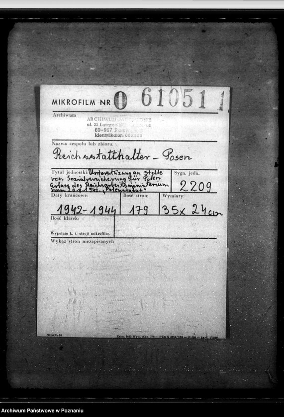 Obraz 2 z jednostki "Unterstützung an Stelle von Sozialversicherung für Polen. Erlass des Reichsarbeitsministeriums vom 26. 8. 1942 "Polenstatut"."