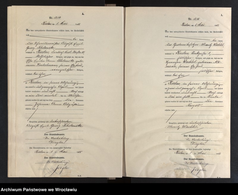 image.from.unit.number "Geburts-Neben-Register Breslau I 1908 Band 4"