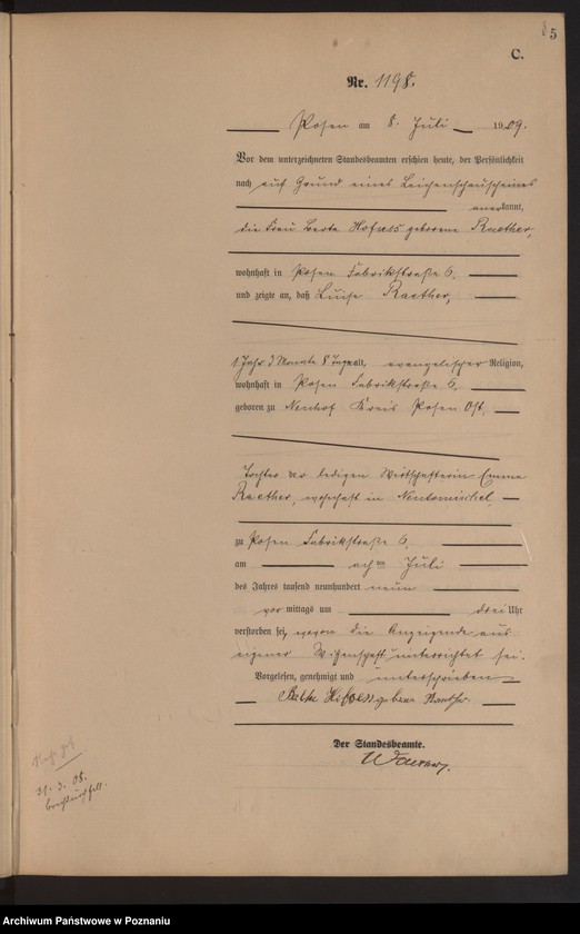 Obraz 7 z jednostki "Księga miejscowa zgonów tom III [Rejestr główny zgonów]"