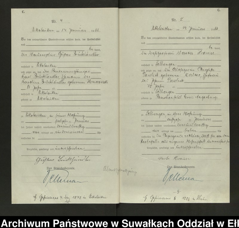 Obraz 5 z jednostki "Sterbe=Haupt=Register des Königlichen Preussischen Standes-Amtes Nikolaiken Kreis Sensburg"