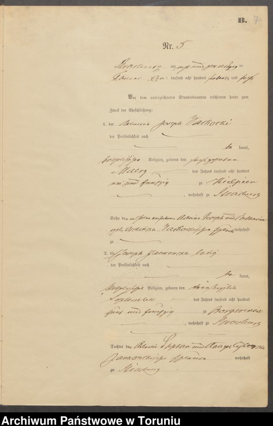 image.from.unit.number "Heiraths-Neben-Register Stadt Strasburg [Brodnica-Miasto] für das Jahr 1876"