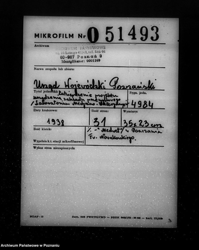 Obraz 2 z jednostki "Zatwierdzenie projektu rządzenia zakładu przemysłowego /Laboratorium Medyczno-Weterynaryjne "Medwet"/ w Poznaniu Fr. Nowakowskiego"