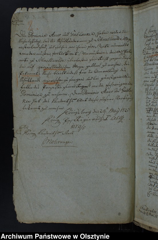 image.from.unit.number "Die Bedachung u. Umzäunung der Schnellwaldschen Kirchen-Pfarr-u. Schulgrundstücke. (1799) 1825-1865"