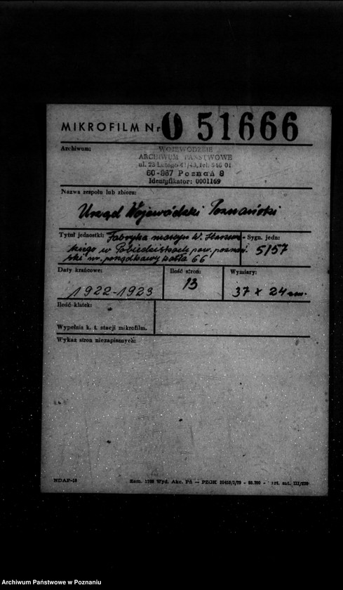 Obraz 2 z jednostki "Fabryka maszyn W. Staszewskiego w Pobiedziskach powiat poznański nr porządkowy kotła 66"