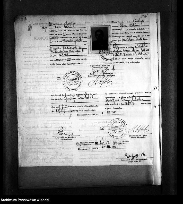 Obraz 7 z jednostki "[Protokoły stwierdzające na podstawie zeznań 2 świadków personalia i tożsamość osób ubiegających się o kartę tożsamości]"