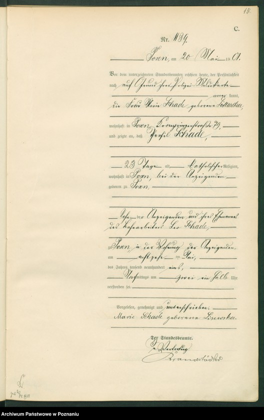 Obraz 18 z jednostki "Księga miejscowa zgonów t. III"