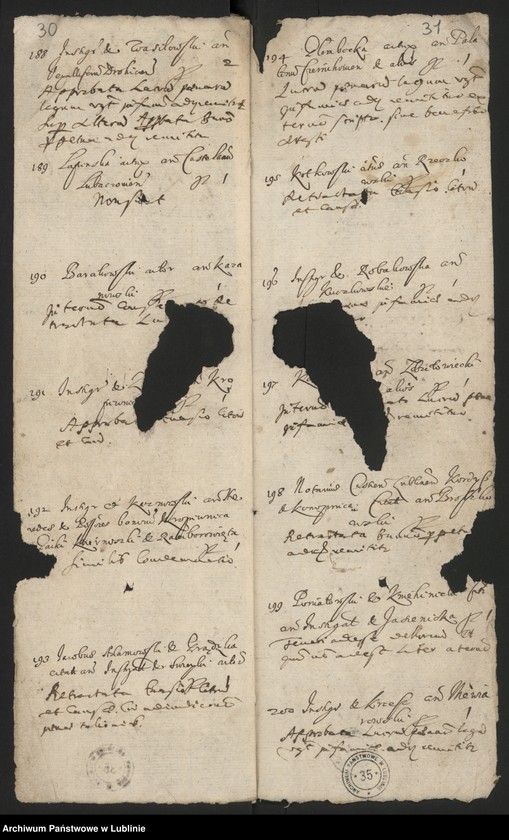 Obraz 18 z jednostki "Regestrum Simplicium Causarum Conseruatarum & Recentium Criminum Anni Dni 1644"