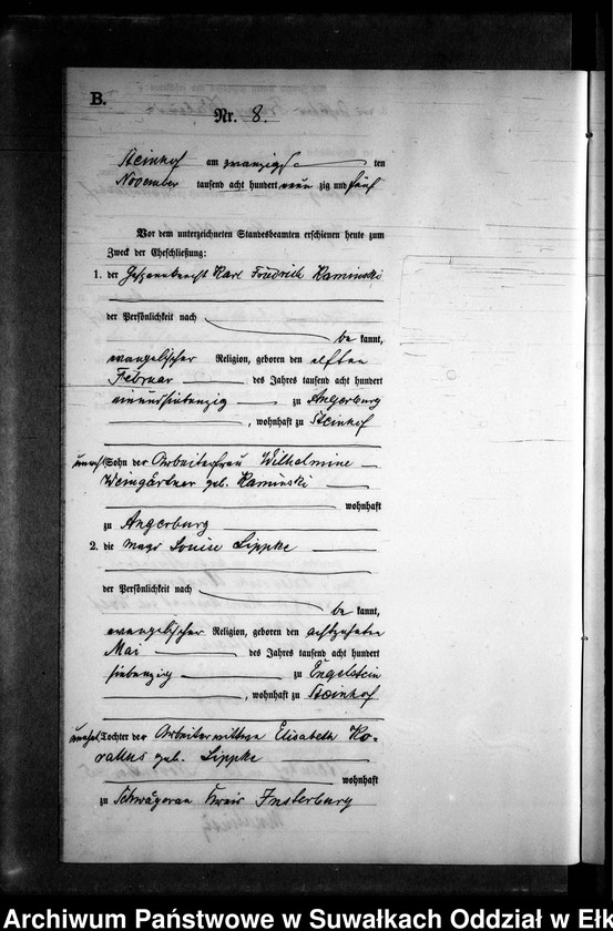 image.from.unit.number "Heiraths-Neben-Register des Preussischen Standes-Amtes Gr. Strengeln Kreis Angerburg"