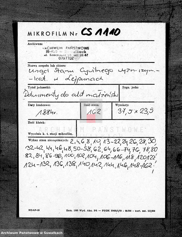 image.from.unit.number "Dokumenty k Aktom Brakosočetavšichsja Lejpunskago Rimsko- Katoličeskago Prichoda s 1884 goda"