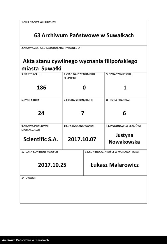image.from.unit.number "Księga metryczna duchownego Siemieona Gołubowskiego cerkwi staroobrzędowców w Suwałkach na 1935 rok. Część II- o poślubionych"
