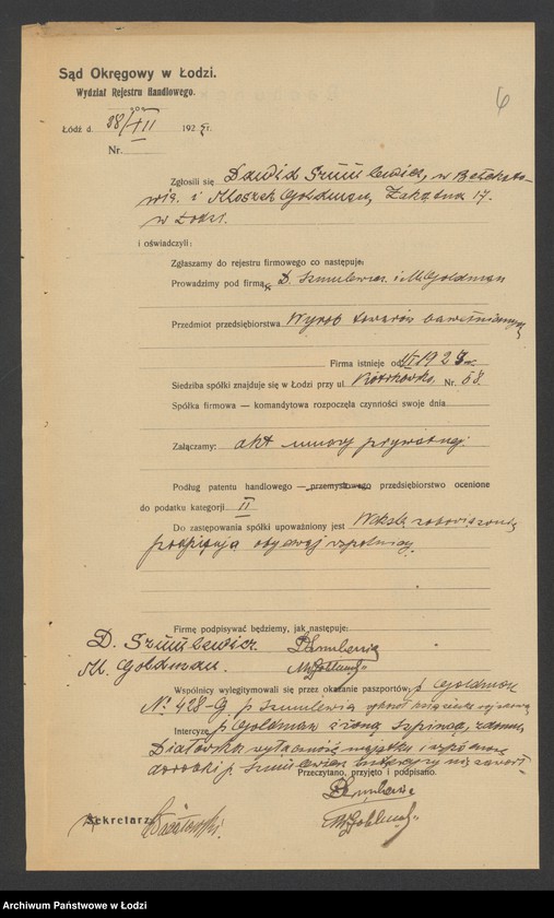 Obraz 8 z jednostki "D. Szmulowicz i M. Goldman – wyrób i sprzedaż towarów bawełnianych"