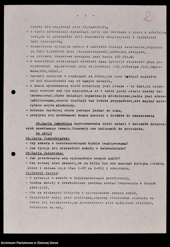 image.from.unit.number "Protokóły z posiedzeń Komisji Wychowania i Oświaty Wojewódzkiej Rady Narodowej w Zielonej Górze; Nr 18 - 24"
