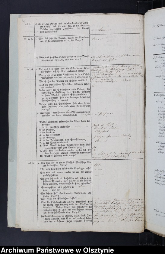 image.from.unit.number "Tabellarischer Bericht über des Schulwesen des evangelischen Kirchspiels"