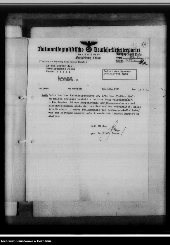 Obraz 19 z jednostki "[Korespondencja w sprawach organizacyjnych]- Sippenamt für Stadt- und Landkreis Leslau [Włocławek, województwo bydgoskie]"