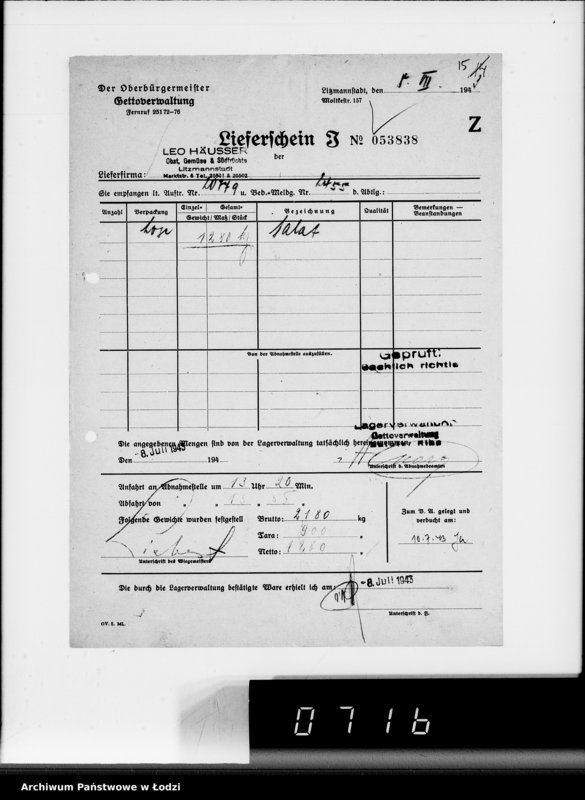 Obraz 19 z jednostki "Lebensmitteleinkauf, Aufträge, [Lieferscheinen und Rechnungen] 20721-20780"