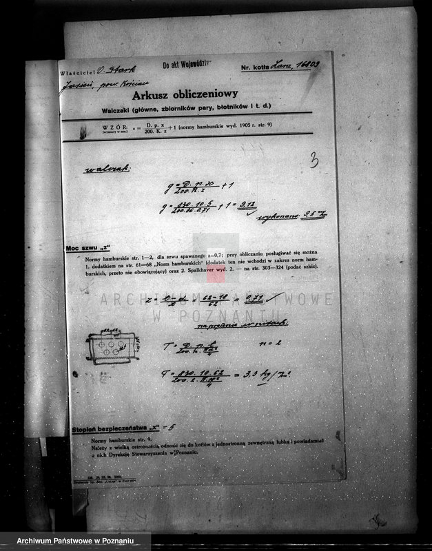 Obraz 7 z jednostki "Młyn parowy w Jasieniu pow. kościański własność O. Starke nadzór nad kotłami parowymi"