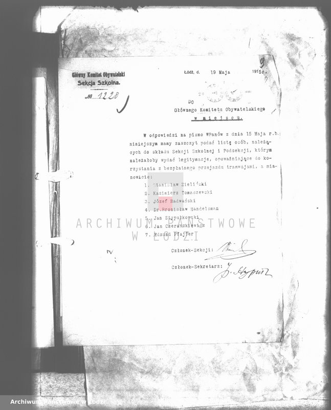 Obraz 15 z jednostki "Korespondencja w sprawie biletów wolnej jazdy"