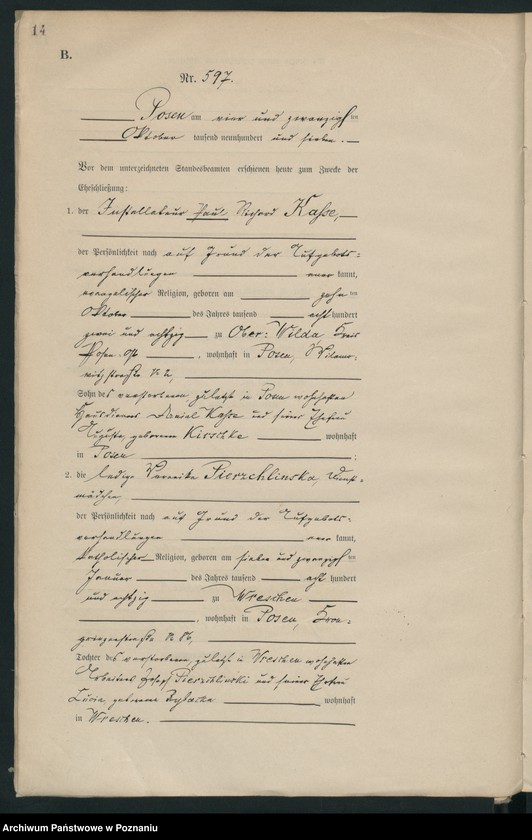 Obraz 16 z jednostki "Księga miejscowa małżeństw tom III [Rejestr główny małżeństw]"