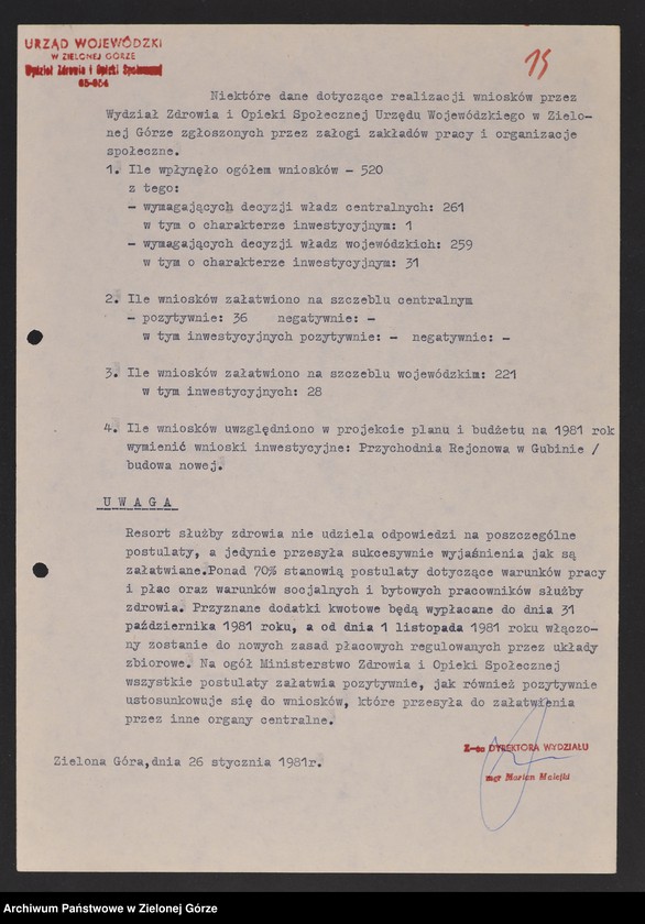 image.from.unit.number "Protokóły z posiedzeń Komisji Zdrowia, Spraw Socjalnych i Ochrony Środowiska Wojewódzkiej Rady Narodowej w Zielonej Górze"