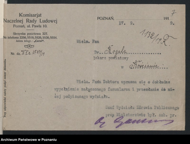 Obraz 9 z jednostki "Akta tyczące korespondencyi w sprawach zdrowia z Komisariatem Naczelnej Rady Ludowej"