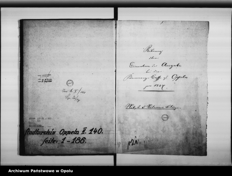 Obraz 5 z jednostki "Rechnung über Einnahme und Ausgabe bei der Kämmerey - Casse zu Oppeln pro 1837."