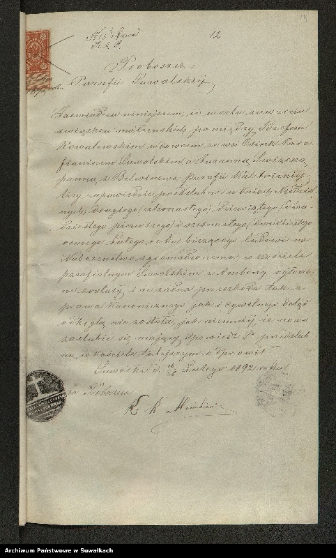 image.from.unit.number "Aneks [do akt małżeństw parafia rzymskokatolicka] Kaletnik 1892"