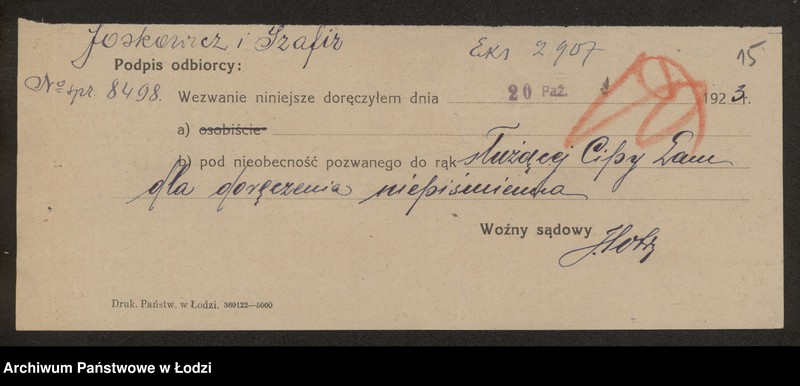 Obraz 17 z jednostki "Joskowicz i Szafir- fabrykacja i sprzedaz towarów wełnianych"