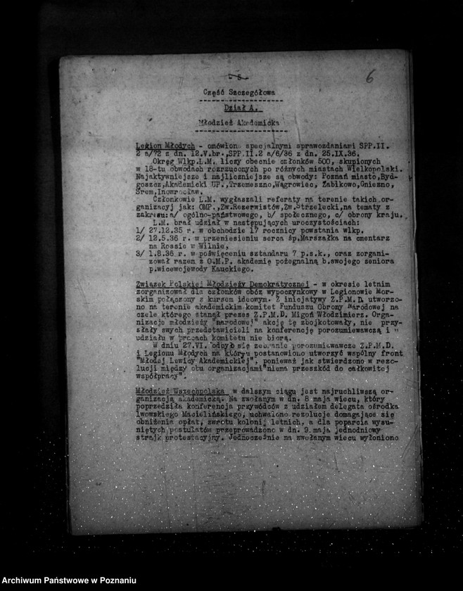 Obraz 10 z jednostki "Sprawozdanie półroczne z życia polskich legalnych stowarzyszeń i związków za okres od 1 kwietnia 1936 r. do 30 września 1936 r."