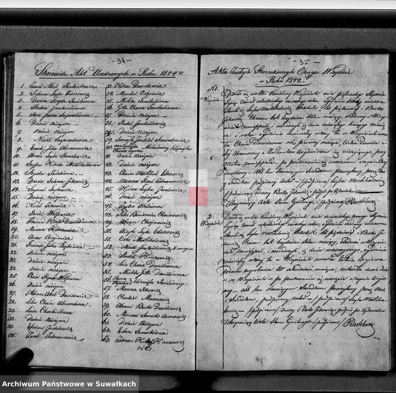 image.from.unit.number "Rok 1844 Duplikat Urodzonych, Zeszłych i Zaślubionych Starozakonnych Okręgu Wiejsieie"