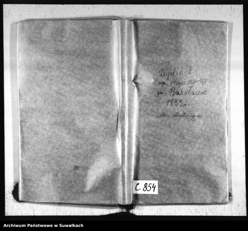 image.from.unit.number "Duplikat wyz. Mojżeszowego gm. Bakałarzewo 1833 r. urodzin, małżeństw i zgonów"