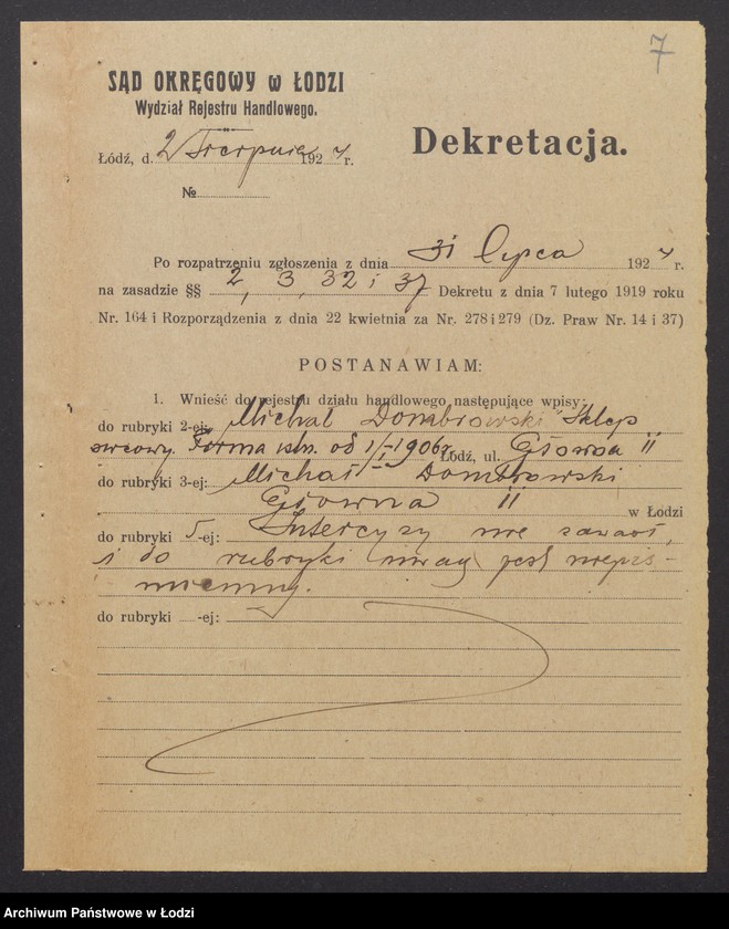 Obraz 9 z jednostki "Michal Dombrowski- sklep spożywczy, kolonialny i owocowy"