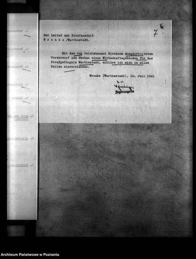 Obraz 11 z jednostki "Verentwurf für den Neubau eines Wirtschaftsgebäudes des Strafgefängnisses Warthestadt (Wronki)"