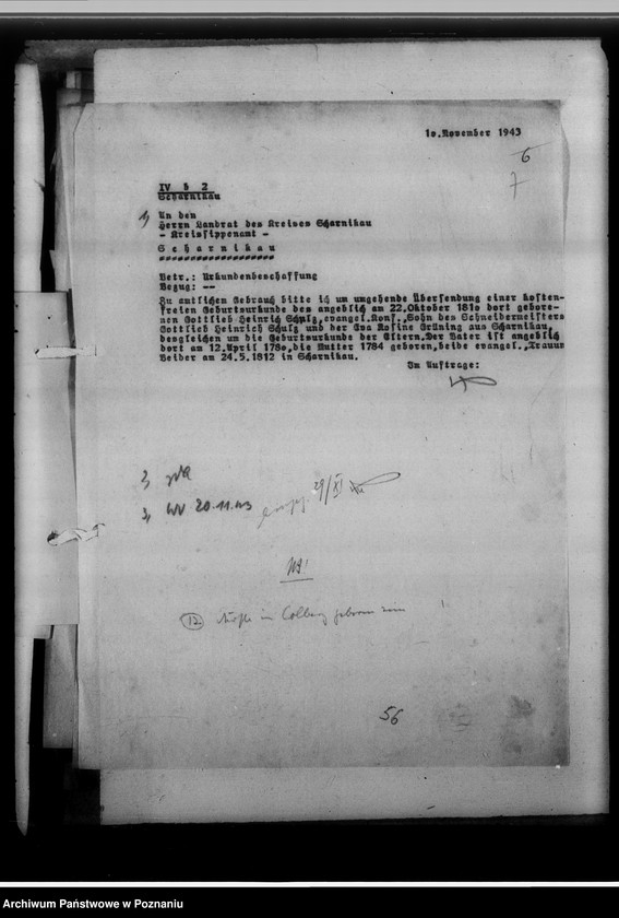 Obraz 12 z jednostki "[Korespondencja w sprawie ustalenia nazwisk, imion, pochodzenia przodków]"