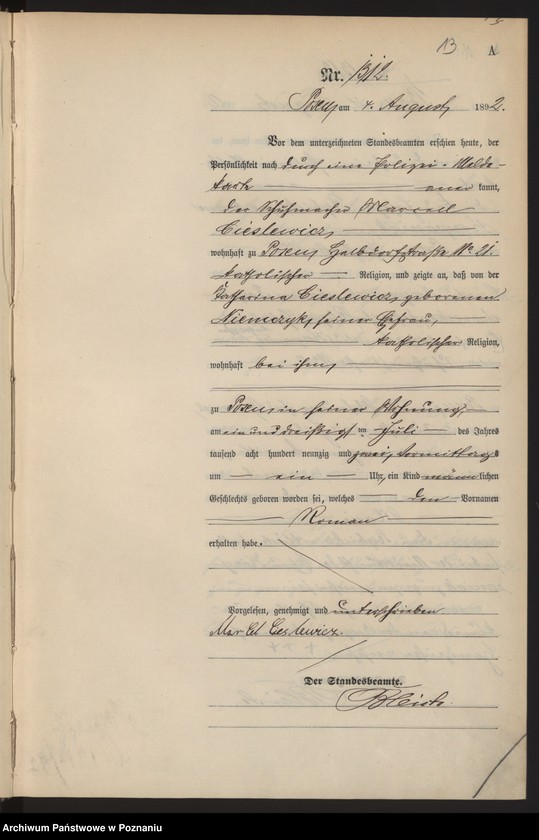 Obraz 16 z jednostki "Księga urodzeń t. IV"