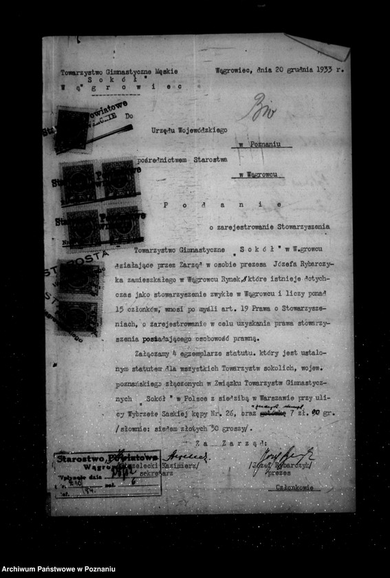 Obraz 5 z jednostki "/Towarzystwo Gimnastyczne Sokół w Wągrowcu - rejestracja/"