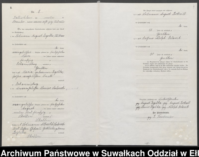 image.from.unit.number "[Heiraths-Haupt-Register des Königlichen Preussischen Standes-Amtes Kallischken Kreis Johannisburg]"