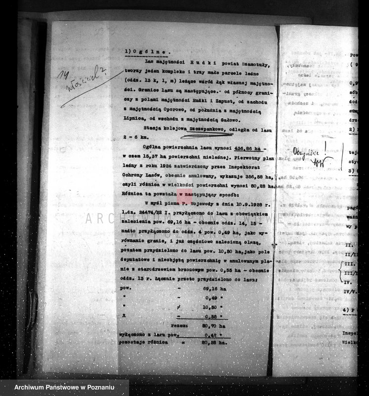 image.from.unit.number "/Szczegółowy plan zalesień i cięć lasu dla majętności Rudki powiat szamotulski 1929-1939"