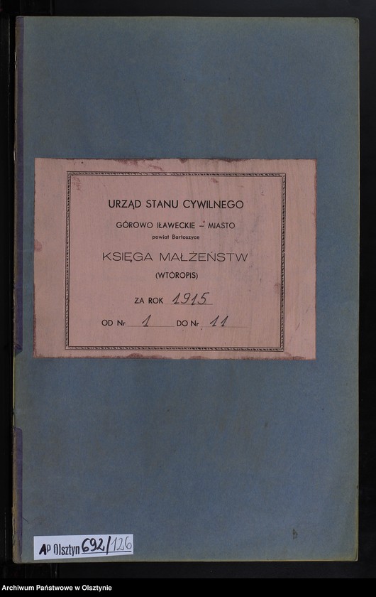 image.from.unit.number "Heiraths-Neben-Register Nr 1 -11 [ Księga małżeństw- wtóropis ]"
