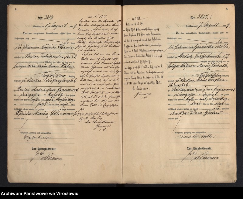 image.from.unit.number "Geburts-Haupt-Register Breslau I 1889 Band 9"