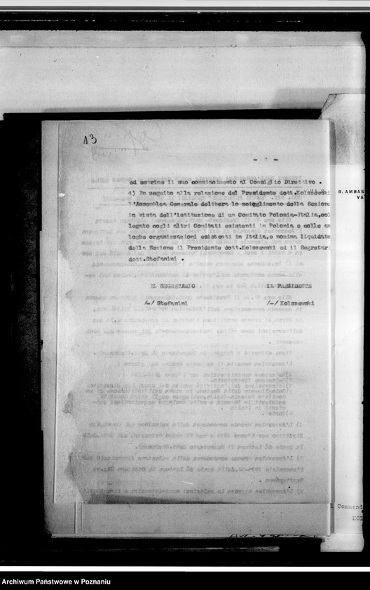 Obraz 17 z jednostki "Stowarzyszenie "Polonia- Italia" w Poznaniu: a/ dokumenty dotyczące założenia Towarzystwa /statut i inne/, b/ sprawozdania roczne z działalności i protokoły zebrań, c/ korespondencja różna, d/ listy członków, e/ druki, afisze"