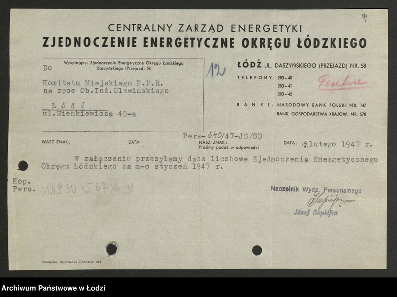 Obraz 8 z jednostki "Zjednoczenie Energetyczne Okręgu Łódzkiego; protokoły [konferencji], sprawozdania [z produkcji]"